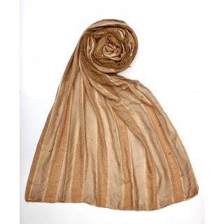 Striped Cotton Women's Stole - Desert Brown